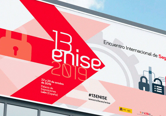 Cartel ganador del Concurso 13ENISE. Encuentro Internacional de Seguridad de la Información 2019 (Ciberseguridad en la industria conectada: de la amenaza a la oportunidad) Palacio de Exposiciones de León.